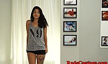 Young amateur gets doggystyled hard in closeup during intense casting