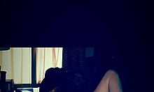 Storm sensually claps her big bbw ass while glancing outside to see who's watching