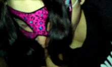 The girlfriend takes pleasure in pleasuring her boyfriend orally, leading to a swallow