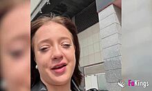 this argentinian blonde rebecca jones with big tits gets hot in the mall, then fucks in missionary and doggystyle at home