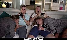 sexy milfs ride their stepsons cocks while gaming - momslave