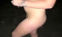 Intense creampie by the campfire