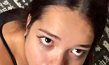 Cute girlfriend's sloppy blowjob contrasts with her submissive ball licking.