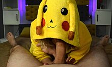 cum in mouth deepthroat blowjob with blonde pikachu sperm eater 😏