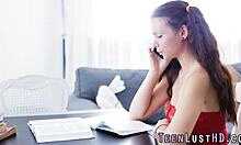 Teen babe intensely receives cum in mouth