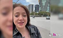 this argentinian blonde rebecca jones with big tits gets hot in the mall, then fucks in missionary and doggystyle at home