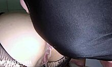 Anal milk enema floods sub's mouth in wild femdom play