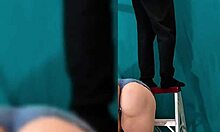 Big-ass milf gives blowjob to construction worker