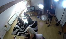 Backstage Threesome Party in School Uniforms