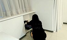 cleaning girl teases pervert with big ass and cock