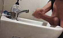i rest my balls on the sink getting my cock ready for a huge cumshot