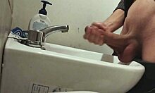 i rest my balls on the sink getting my cock ready for a huge cumshot