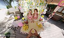 vr bangers hot babes in pink panties fuck you after a glass of lemonade in a ffm threesome