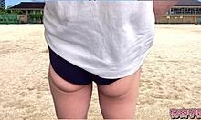 a girl in bloomers remembers her classmates and masturbates to orgasm in secret school