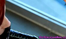 Redhead teen straps on a toy and drills her partner’s ass in high heels.