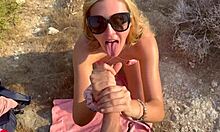 Blowjob in the mountains! Intense facial action!