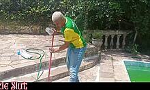 Guy Cleans Pool Then Fucks Latina Ass
