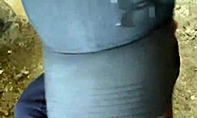 Risky public sex with 18yo brunette flashing 😏