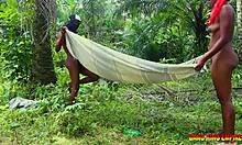 she enjoys fucking two big fat cocks in the bush