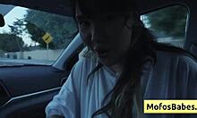 Asian Hottie Plays With Natural Boobs In Car With Friend