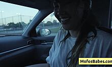 Asian Hottie Plays With Natural Boobs In Car With Friend