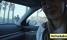 Asian Hottie Plays With Natural Boobs In Car With Friend