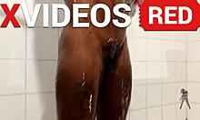 I’m stunned by real amateur black beauty with long legs in shower