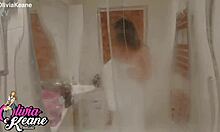 peeking at the chubby neighbour flashing in the shower