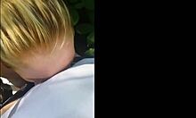 Cute tinder girl gives outdoor blowjob?