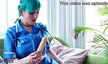 Blue haired alternative nurse takes care of your cock in an appointment