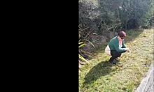 i'm the trashy kiwi milf pissing on the roadside with traffic coming.