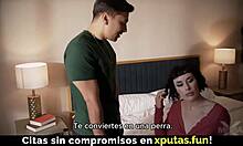 Passionate brunette in stockings enjoys fucking spanish sub in homemade taboo scene