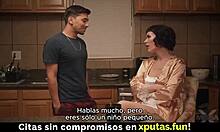 Passionate brunette in stockings enjoys fucking spanish sub in homemade taboo scene