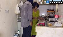 my husband surprises me while cooking and we have sex in the kitchen