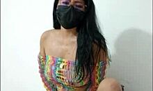 opening wet pussy inserting pink dildo solo