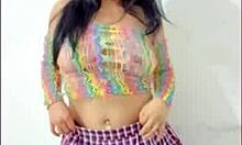 opening wet pussy inserting pink dildo solo