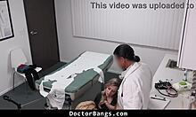 Shy teen gets big cock in missionary and doggystyle threesome with nurse