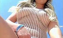 Transparent Dress Slips Off Cute Slut Flashing Big Tits Outdoors