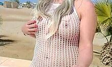 Transparent Dress Slips Off Cute Slut Flashing Big Tits Outdoors