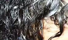 She drinks cum from dick after blowjob on saggy tits