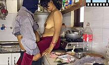 my husband surprises me while cooking and we have sex in the kitchen