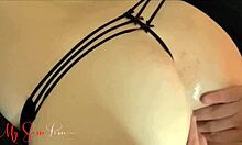 homemade assjob with milf wife in sexy panties, detailed view