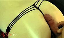 homemade assjob with milf wife in sexy panties, detailed view