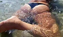 Look at wet big boobs sucking toy in public