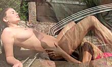 Playful Lesbian Teen 18+s Crave Licking Each Other's Hairless Pussies by the Swimming Pool