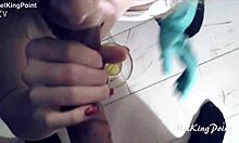 Blonde MILF Blowjob With Plastic Gloves