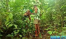 sexy girl in the forest with big ass and tits bent over