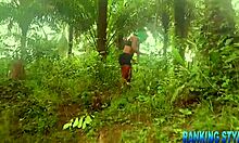 sexy girl in the forest with big ass and tits bent over