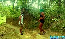 sexy girl in the forest with big ass and tits bent over