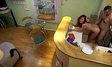 Sweet Step Daughter Candy Red Takes Daddy's Old Cock in Kitchen!